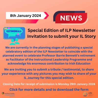 IL Newsletter – Invitation to submit your IL story re Professor Barrie Bennett