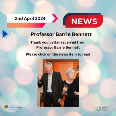 Letter of Thanks – Professor Barrie Bennett